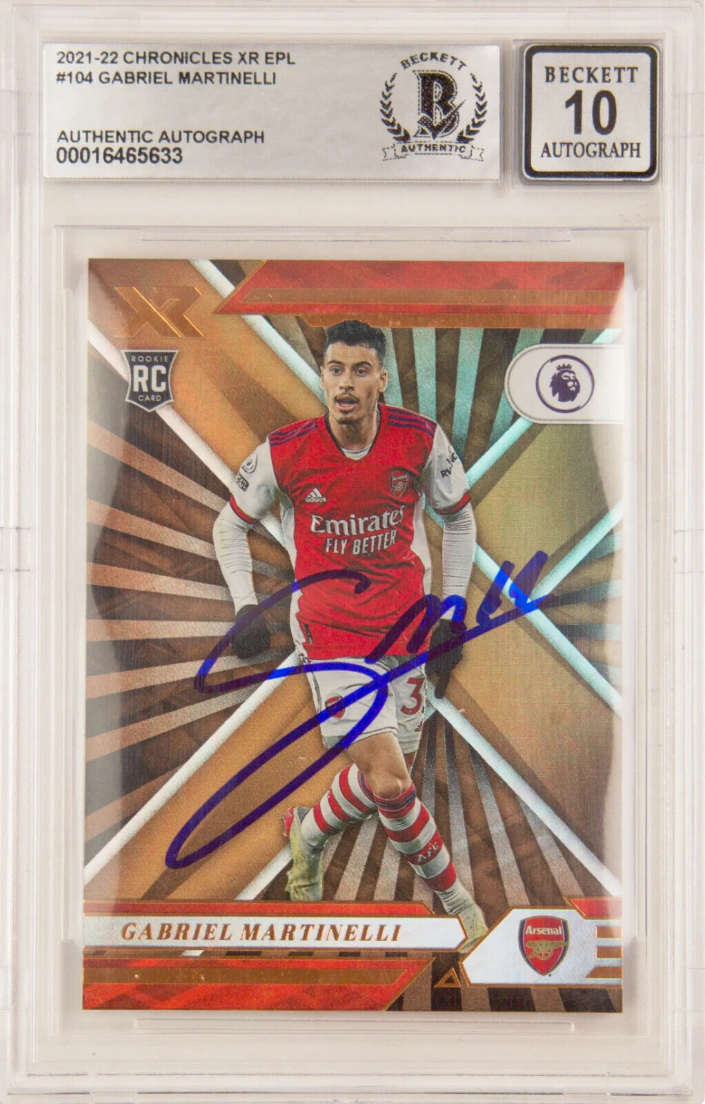 Gabriel Martinelli Signed 2021-22 Panini Chronicles Rookie – BGS 10 Autograph